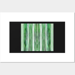 Green And White Vertical Striped - Green Aesthetic Lines Posters and Art